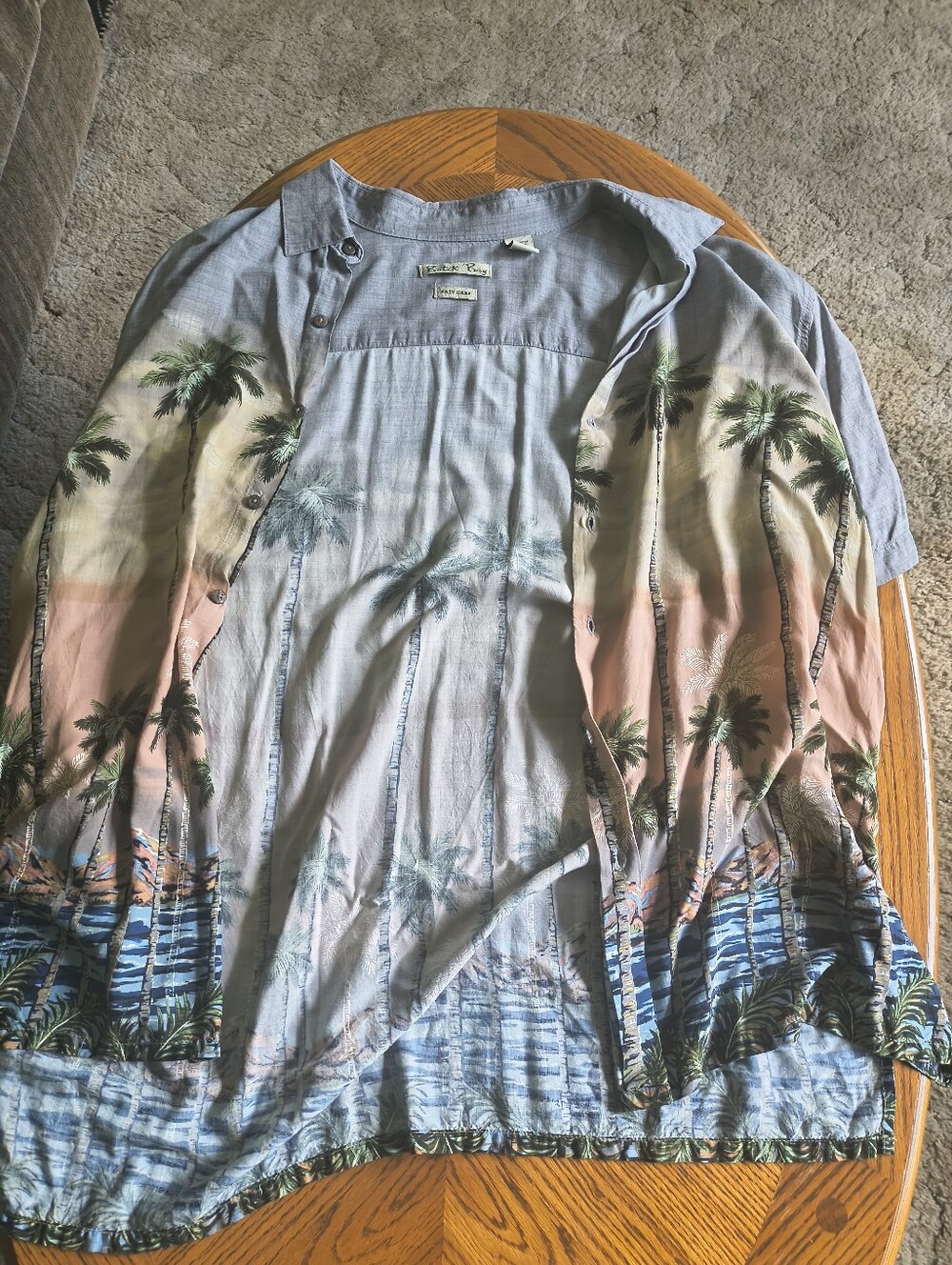 Batek Bay XXL Hawaiian Shirt 100% Rayon Palm Tree Tropical Button Up Short Sleev